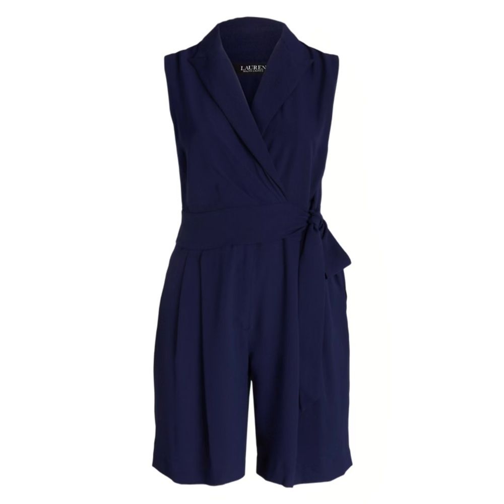 Lauren Ralph Lauren Belted Georgette Sleeveless Romper